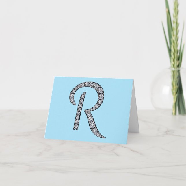 Bling Grußkarte r-Monogramms (Vorderseite)