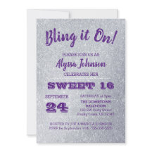 Bling it on Silver Glitzern Lila Sweet 16