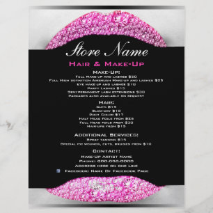 Bling Make-up Artist Beauty Salon Liste der Dienst Flyer
