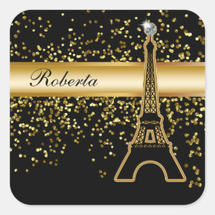 Bling Monogramm-Aufkleber Quadratischer Aufkleber