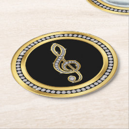Bling Musical Note Runder Pappuntersetzer