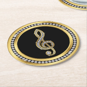 Bling Musical Note Runder Pappuntersetzer