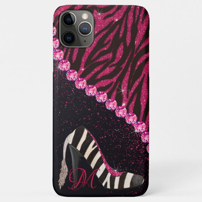 Bling Sparkle Diamond Glitzer Zebra Pink Case-Mate iPhone Hülle (Rückseite)