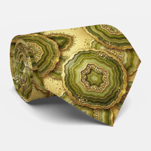 Bling & Sparkle Luxus-Olivgold-Geoden-Halstuch Krawatte