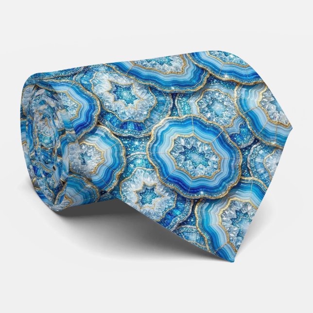 Bling & Sparkle | Luxus-Ozeanblauer Geode-Halsbund Krawatte (Gerollt)