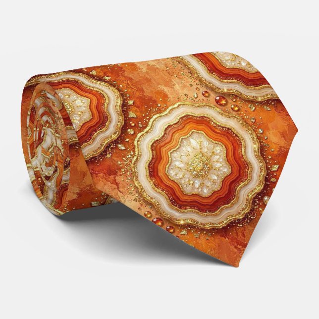 Bling & Sparkle | Rost + Geode-Halsband Krawatte (Gerollt)