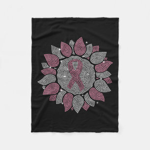 Bling Sunflower Pink Ribbon Brustkrebs Auswarenes Fleecedecke