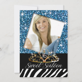 Bling Tiara Zebra Sweet 16 Geburtstagsfeier Einladung
