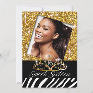 Bling Tiara Zebra Sweet 16 Geburtstagsfeier Einladung