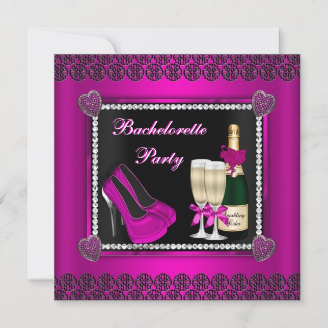 Bling und Bubbly Bachelorette Einladung (Vorderseite)