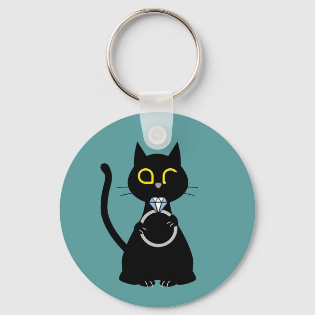 BLING WINK Funny Black Cat Key Ring Schlüsselanhänger (Vorderseite)