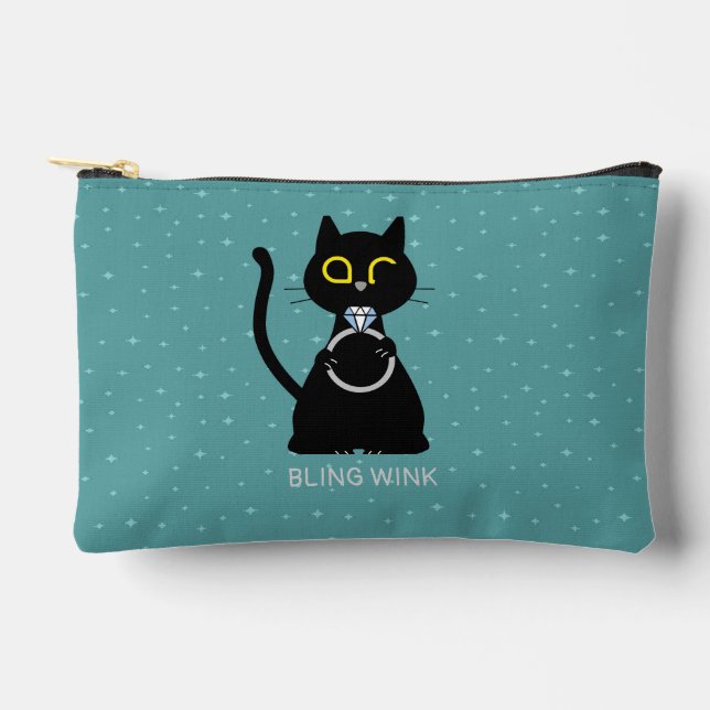 BLING WINK Funny Black Cat Vorschlag Beutel (Vorderseite)