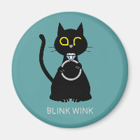 BLING WINK Funny Black Cat Vorschlag Magnet