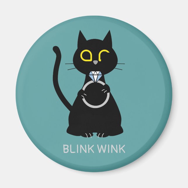 BLING WINK Funny Black Cat Vorschlag Magnet (Vorne)