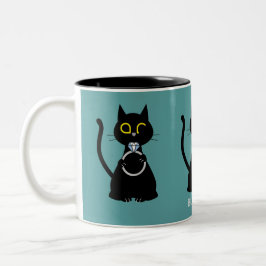 BLING WINK Funny Black Cat Vorschlag Zwei Tone Tas Zweifarbige Tasse