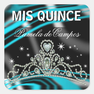 Blinged Out Quinceañera Sparkling Tiara Quadratischer Aufkleber