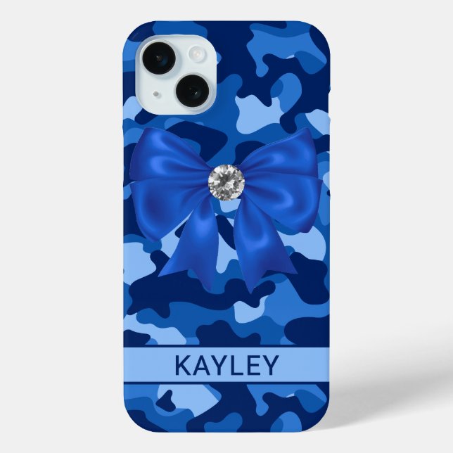Blingy Blue Camouflage Personalized Case-Mate iPhone Hülle (Rückseite)