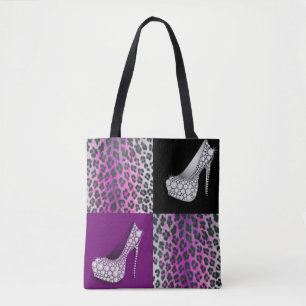 Blingy hoher Heels und Leopard-Druck-Collage
