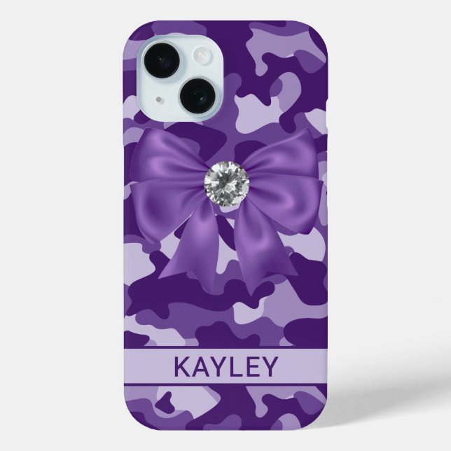 Blingy Purple Camouflage Personalized Case-Mate iPhone Hülle (Rückseite)
