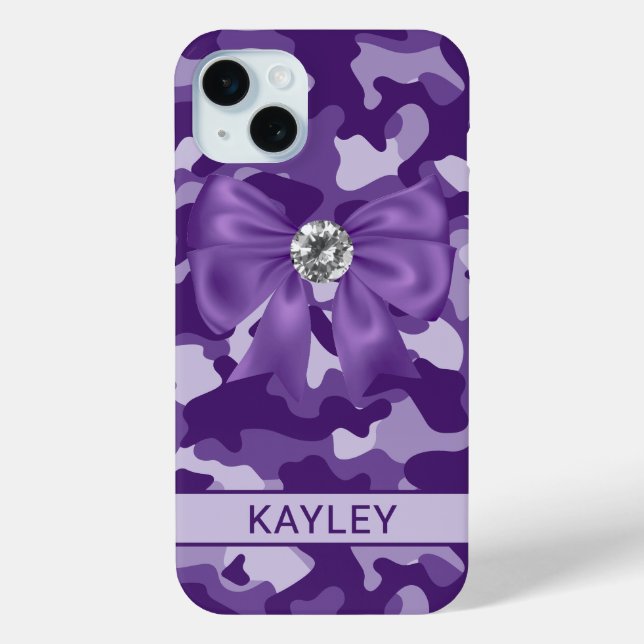 Blingy Purple Camouflage Personalized Case-Mate iPhone Hülle (Rückseite)