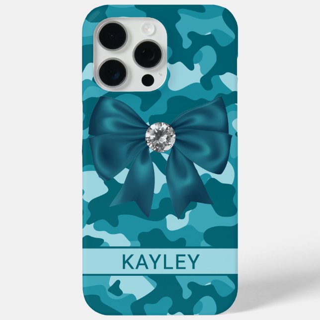 Blingy Teal Camouflage Personalized Case-Mate iPhone Hülle (Rückseite)