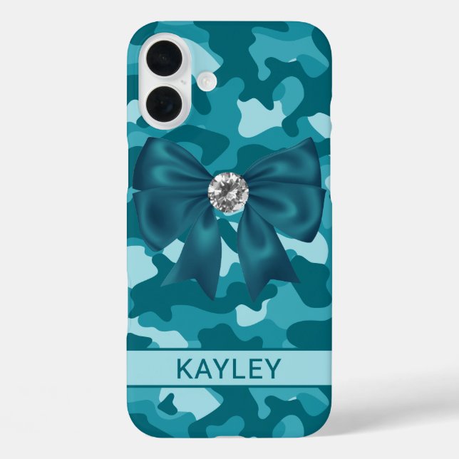 Blingy Teal Camouflage Personalized Case-Mate iPhone Hülle (Rückseite)