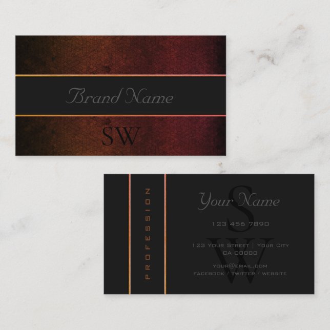 Blinkende dunkelorange graue Farben mit schwarzen  Visitenkarte (Vorne/Hinten)