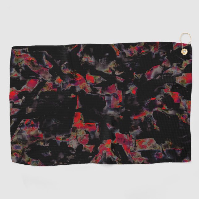 Blinkende rote Flecken auf dunkelgrauem Felsunterg Golfhandtuch (Horizontal)