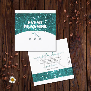 Blinkender Aquamariner Glitzer mit Monogramm Quadratische Visitenkarte