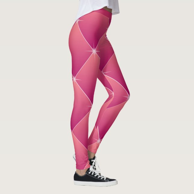 Blinkendes Glam Pink Muster Diamond Akzent Yoga Leggings (Rechts)