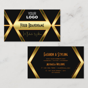 Blinkendes Schwarz und schimmliges Golden mit Logo Visitenkarte