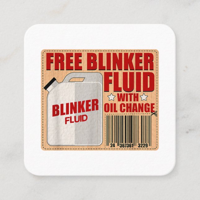 Blinker Fluid Idiot Gag Geschenk Shirt für Mechani Quadratische Visitenkarte (Vorderseite)