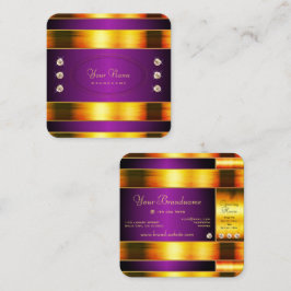Blinkes Gold und Lila mit leuchtenden Rhinestones Quadratische Visitenkarte