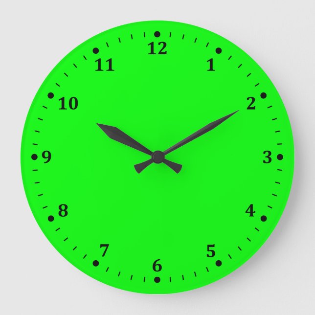 Blinkes Neon Green Accent Color Große Wanduhr (Vorderseite)