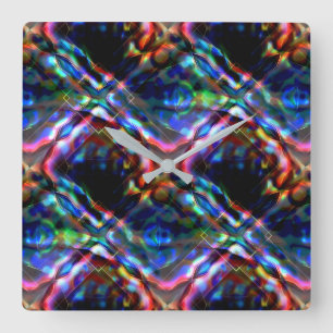 Blinkes, quadratisches Kaleidoskop mit Neontönen Quadratische Wanduhr