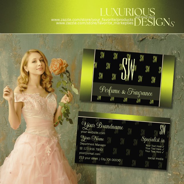 Blinkes Schwarz und Gelb mit Beruflichen Initialen Visitenkarte (Von Creator hochgeladen)