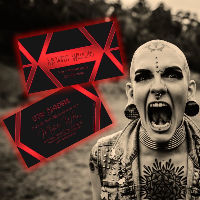 Blinkes Schwarzes geometrisches, schimmliges rotes Visitenkarte (Von Creator hochgeladen)