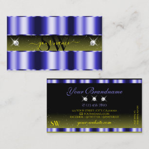 Blinky Blue Yellow Black Sparkle Jewels Monogram Visitenkarte