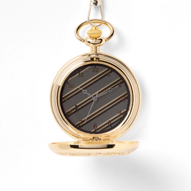 Blinky Fledermaus Versteck Streifenmuster Goldene  Armbanduhr (Vorderseite)
