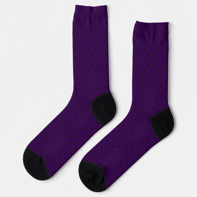 Blinky the Bat pattern Dark Purple Socks Socken (Linkes Detail)
