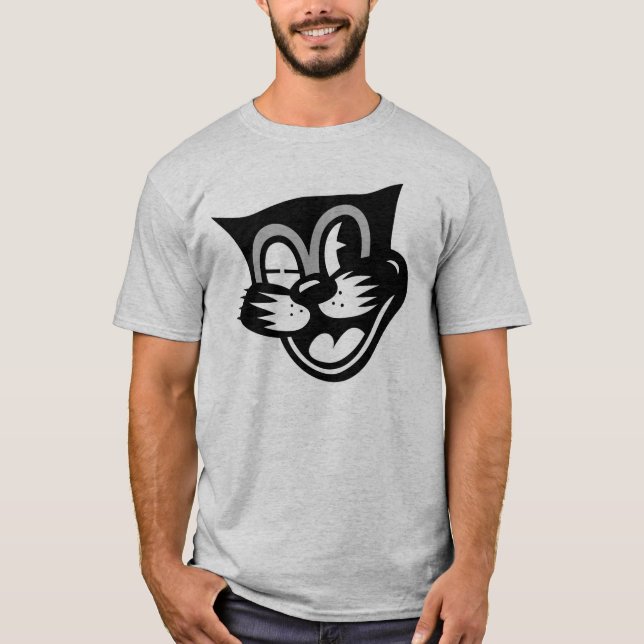 Blinzeln der schwarzen Katze T-Shirt (Vorderseite)