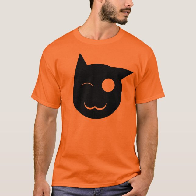 Blinzeln des schwarze Katzen-Shirts T-Shirt (Vorderseite)