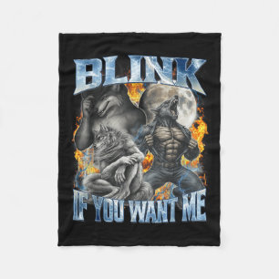 Blinzle wenn du mich lustig Alpha Wolf Bootleg Mem Fleecedecke