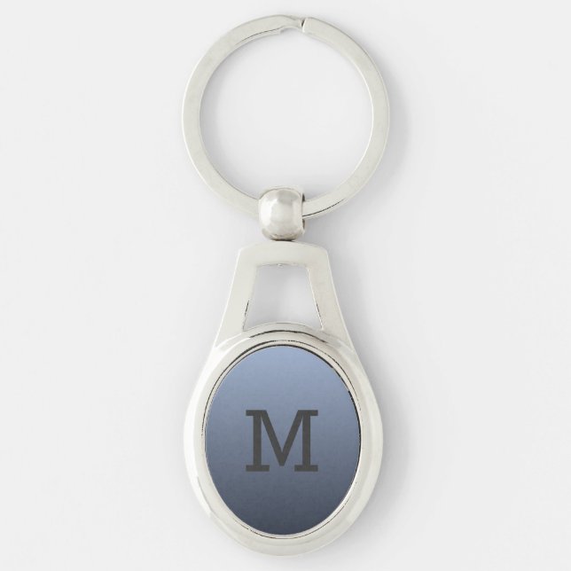 Blish Gray Gradient benutzerdefinierte Monogramm-S Schlüsselanhänger (Vorderseite)