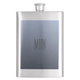 Blish Gray Gradient Custom Monogram Flask Flachmann