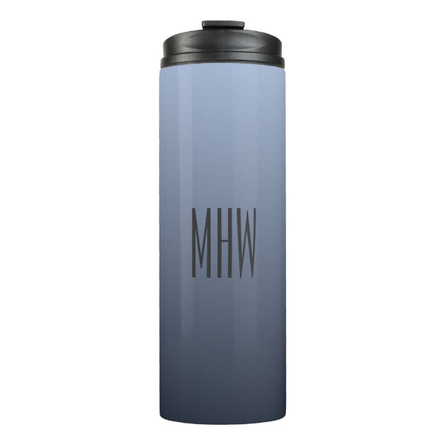 Blish Gray Gradient Custom Monogram Tumbler Thermosbecher (Vorderseite)