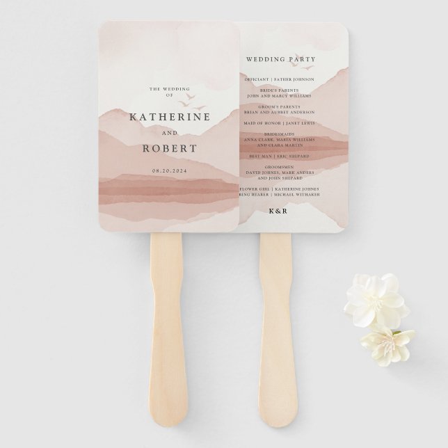 Blish Mountain Range Wedding Programm Handfan Fächer (Vorne und Hinten)