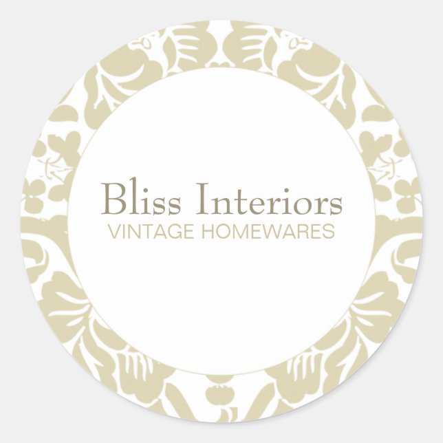 Bliss Chic Damask Blumenaufkleber Runder Aufkleber (Vorderseite)
