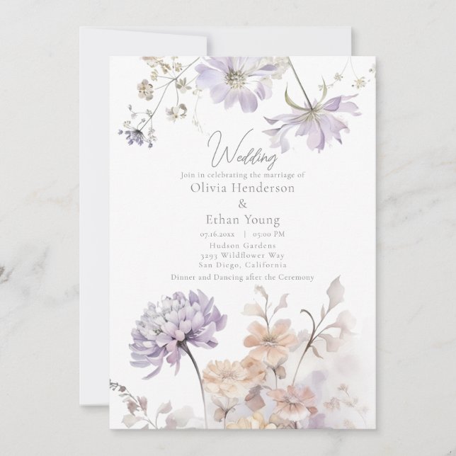 Bliss - Einladung von Lilac und Lavender Wedding (Vorderseite)