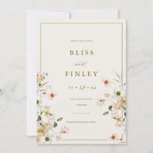 BLISS Floral Save the Date Minimale Hochzeitskarte